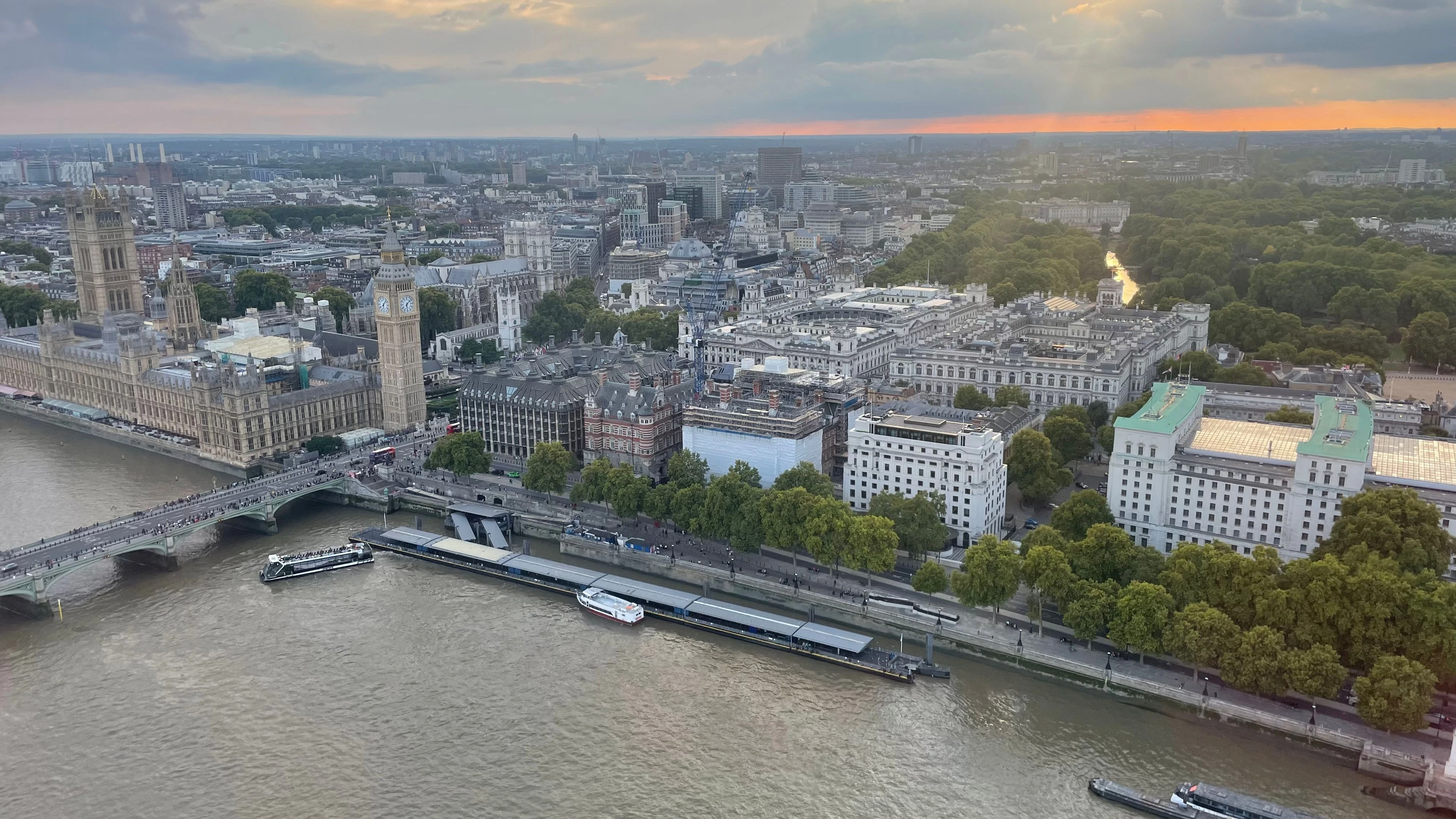 A panoramic view across London and the River Thames
